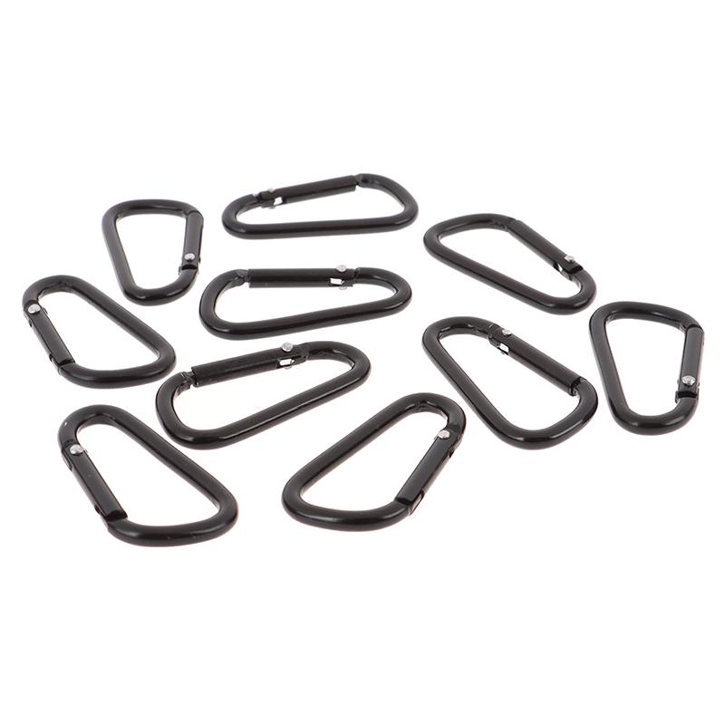 

10 штук Черный D-образный карабин из алюминиевого сплава, крюк, аксессуары для брелка