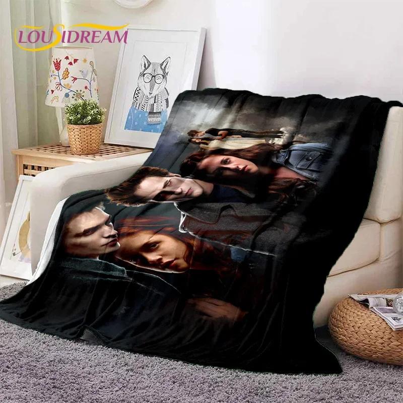 The Twilight Saga Edward Bella Mjuk Flanellfilt för Säng Sovrum Soffa Picknick, Kastfilt att Täckas med Utomhus Fritid Vilo-present