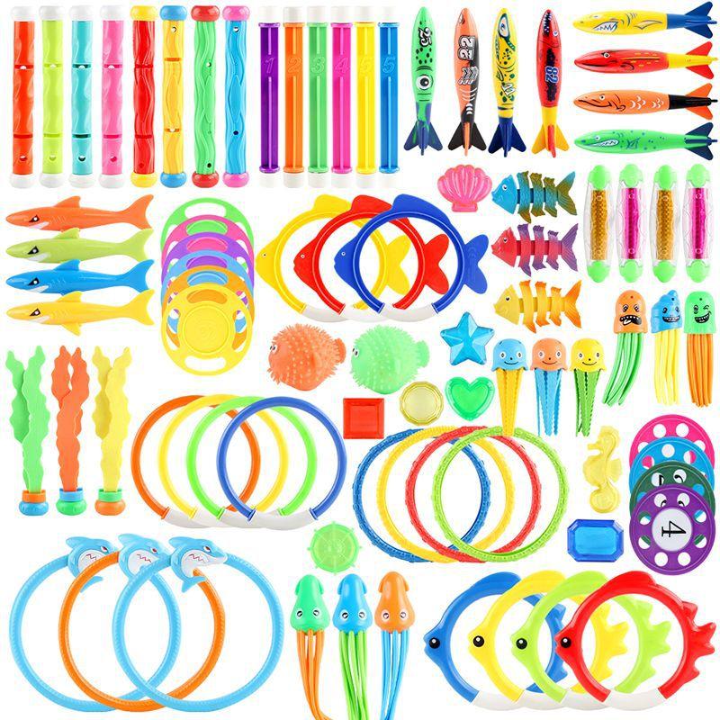 Splash Diving Toys Children'S Swimming Pool Treasure Hunting Diamond Diving Torpedo Water Ring Set Toys