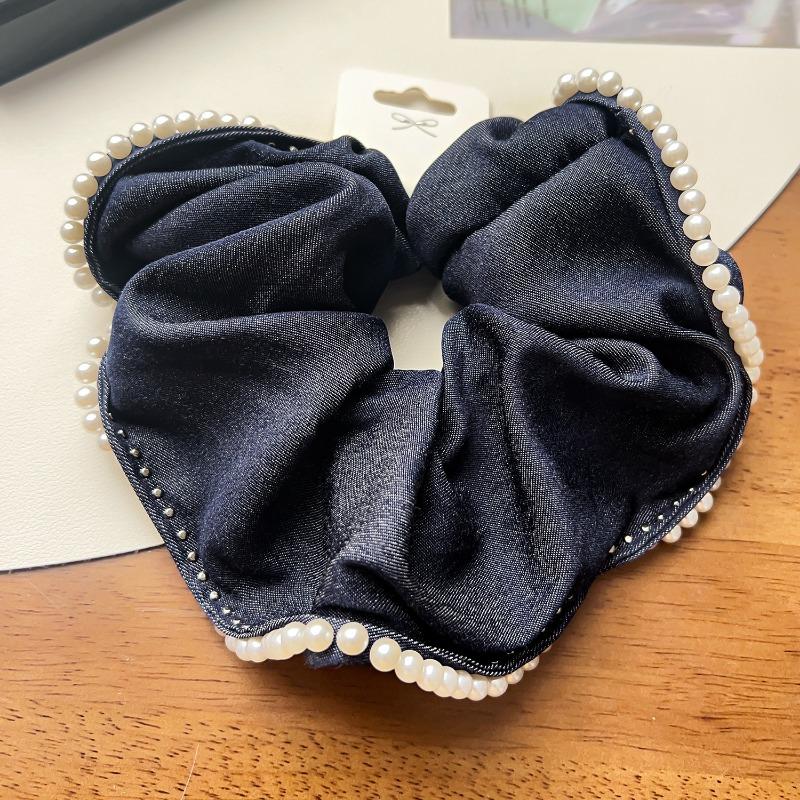 New Large-sized Fabric Hair Band and Hair AccessoryFeaturing Retro Floral and Diamond-encrusted Ponytail Hair Ties
