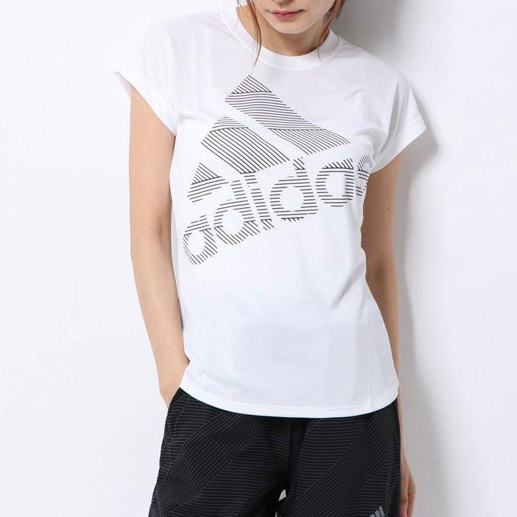 adidas T Shirts Women's White Crew Neck Moderate Cinched Waist EB4501
