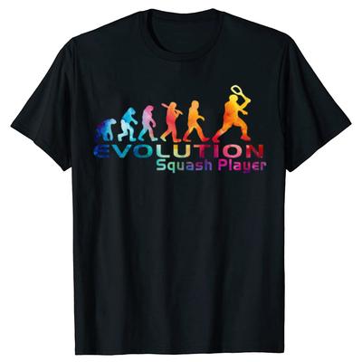 Funny Evolution Of Squash Player T Shirts Men Women Pure Cotton Humor Streetwear Tee Shirt Short Sleeve Unisex Loose Clothing