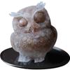 YUYAKESHI Owl Figurine, Mascot, Cute Mini Owl, Entryway, Garden, Pebble Container, Natural Stone Owl, Resin Decor, Small Item, Includes Mat (Sunstone