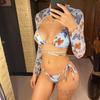 Schmetterling Gedruckt Mit Rock Bikini Frauen Bademode Weiblichen Badeanzug Vier-stück Bikini set Badende Badeanzug Schwimmen Dame