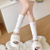 Sweet Girls Leg Warmers Women Ribbed Knit Striped Foot Cover Elegant Bowknot Ruffled Trim Boot Cuffs Footless Calf Socks