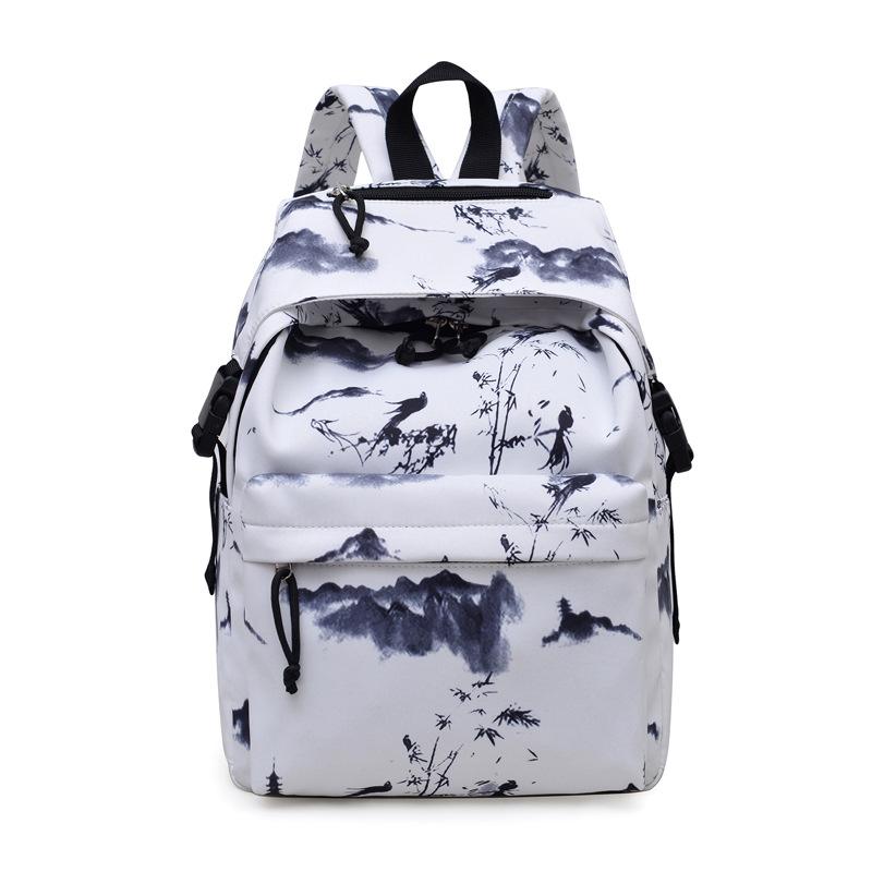 Schoolbag literary and light leisure travel backpack new Chinese style ancient style ink painting printing backpack female student travel schoolbag