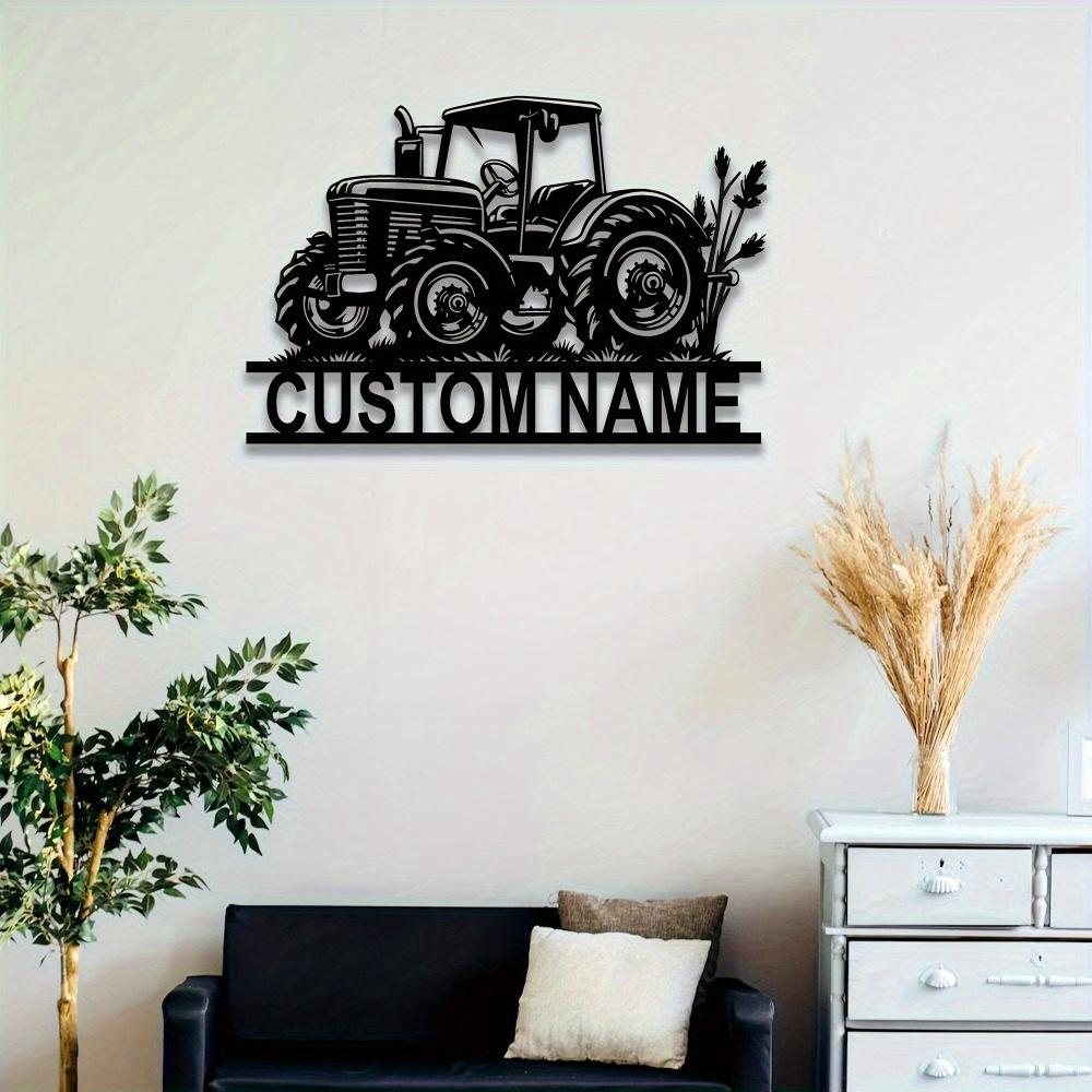 Vintage Tractor Metal Wall Sign Family Name Custom Decor Matte Finish