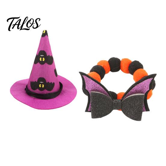 Łatwe do noszenia akcesoria dla zwierząt Halloweenowy Kostium Kota, Skrzydła Nietoperza, Zabawny Kapelusz Czarownicy, Filcowe Urocze Zwierzątka Dekoracje Imprezowe Świąteczny Strój dla Kotów Małych Psów,