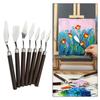 7Pcs Spatula Palette Tool Set Wood Handle Palette Tool Stainless Steel Mixing Scraper for Oil Acrylic Painting