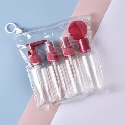 5pcs Travel Dispenser Bottle Pouch Set Makeup Shampoo Shower Gel Silicone Empty Bottle Face Wash Skin Care Hand Cream Dispenser