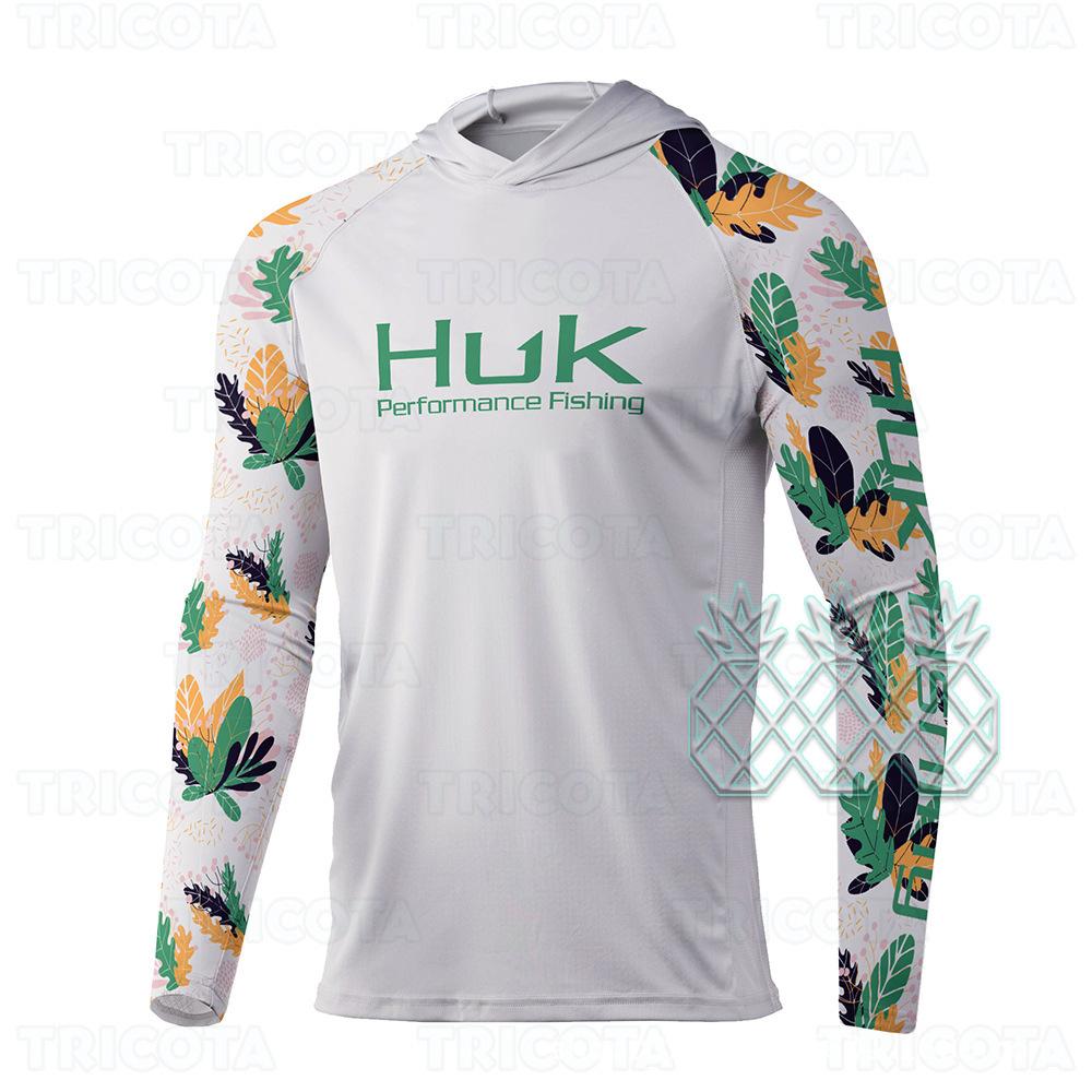 Cross-border HUK fishing suit outdoor hooded long-sleeved sunscreen T-shirt breathable Luya fishing suit UV protection ice silk