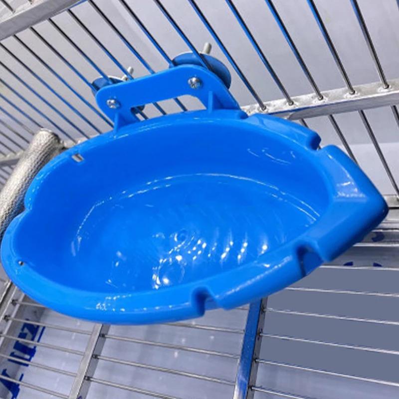 Parrot Food Tray Multi-functional Creative Blue Bathtub-style Animal Cage Standing Cleaning and Shower Box Bird Toy Pet Cleaning
