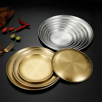 Kuchenplatte Wiederverwendbare Picknick-Essplatte 14/17/20/23/26cm Edelstahl-Serviertablett Runde Form Stapelbar Dessertplatte Wandern