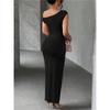Sexy Solid Color Dress Cute Slim Water Ripple Diagonal Shoulder Dress