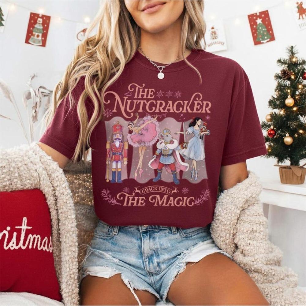 The Nutcracker Ballet Christmas Shirt Retro Nutcracker TShirt Sugar Plum Fairy Tee Christmas Gift for Ballet Tshirt Women Tops