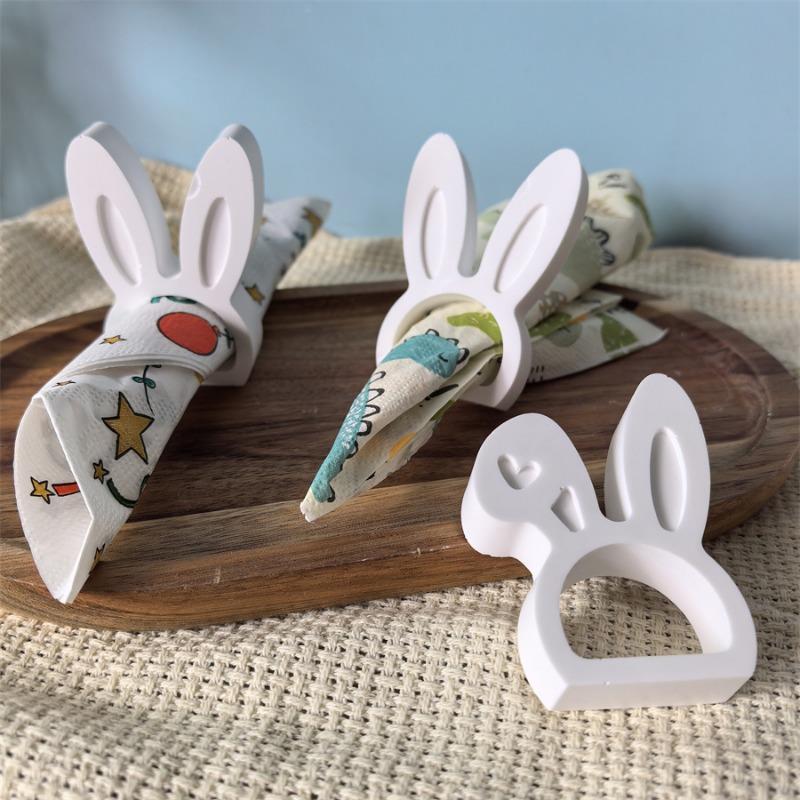 New Bunny Shape Napkin Holder Silicone Mold Rabbit Ear Ornament Plaster Molds Hollow Rabbit Gypsum Concrete Casting Resin Mould