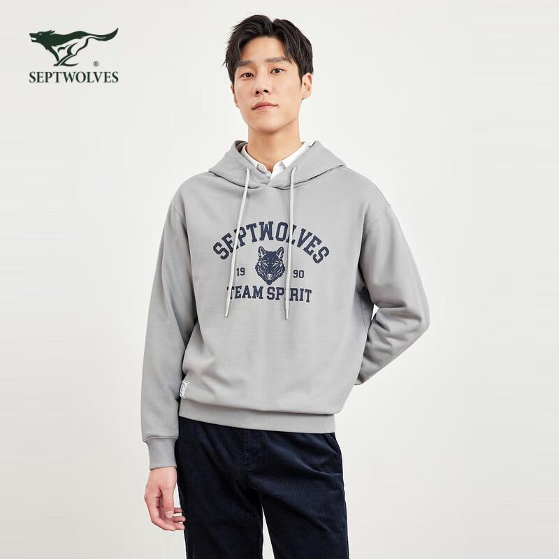 SEPTWOLVES Men's Varsity Wolf Logo Hooded Sweatshirt