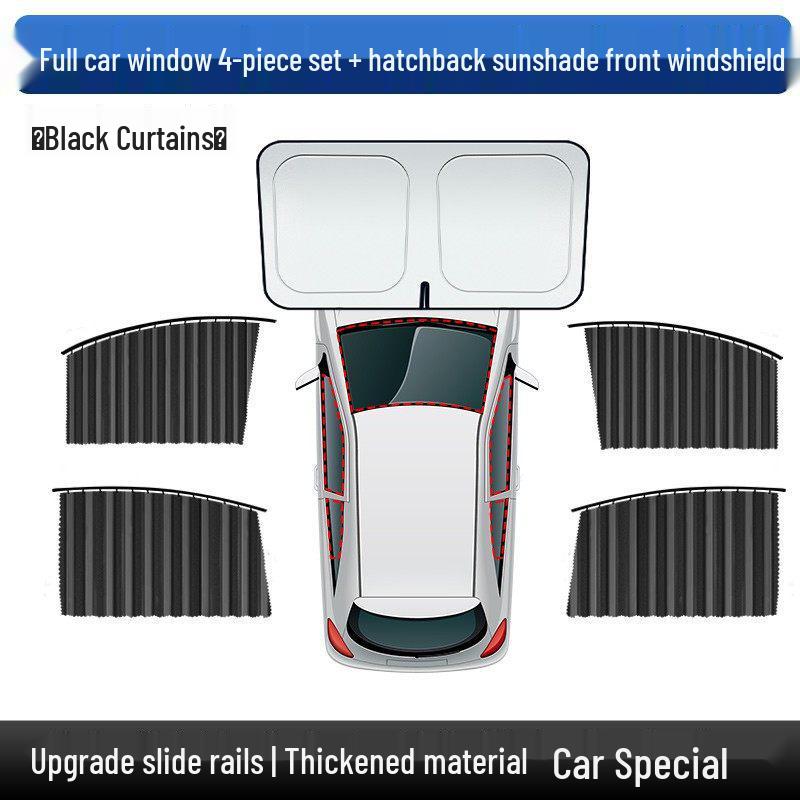 Magnetic Sunshade Curtains for Privacy & Heat Insulation - Sliding Rail Type for Small Car Side Windows
