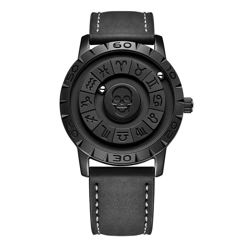 Fashion Leather Watch Men Creative Rolling Pointer Design Watch Men Casual Business Military Men's Quartz WristWatches
