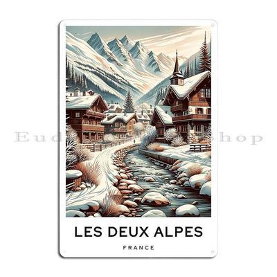 Les Deux Alpes France Metal Plaque Poster PaintingFunny Living Room Printed Cinema Tin Sign Poster