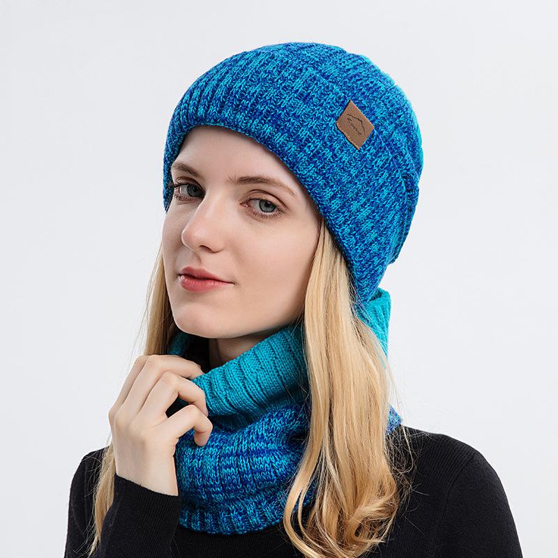 Winter Outdoor Wool Scarf Caps Set Men Knitted Hat Women Velvet Thickened Hat Neck Warmer Hat Ski Cap Balaclava Skullies Beanies