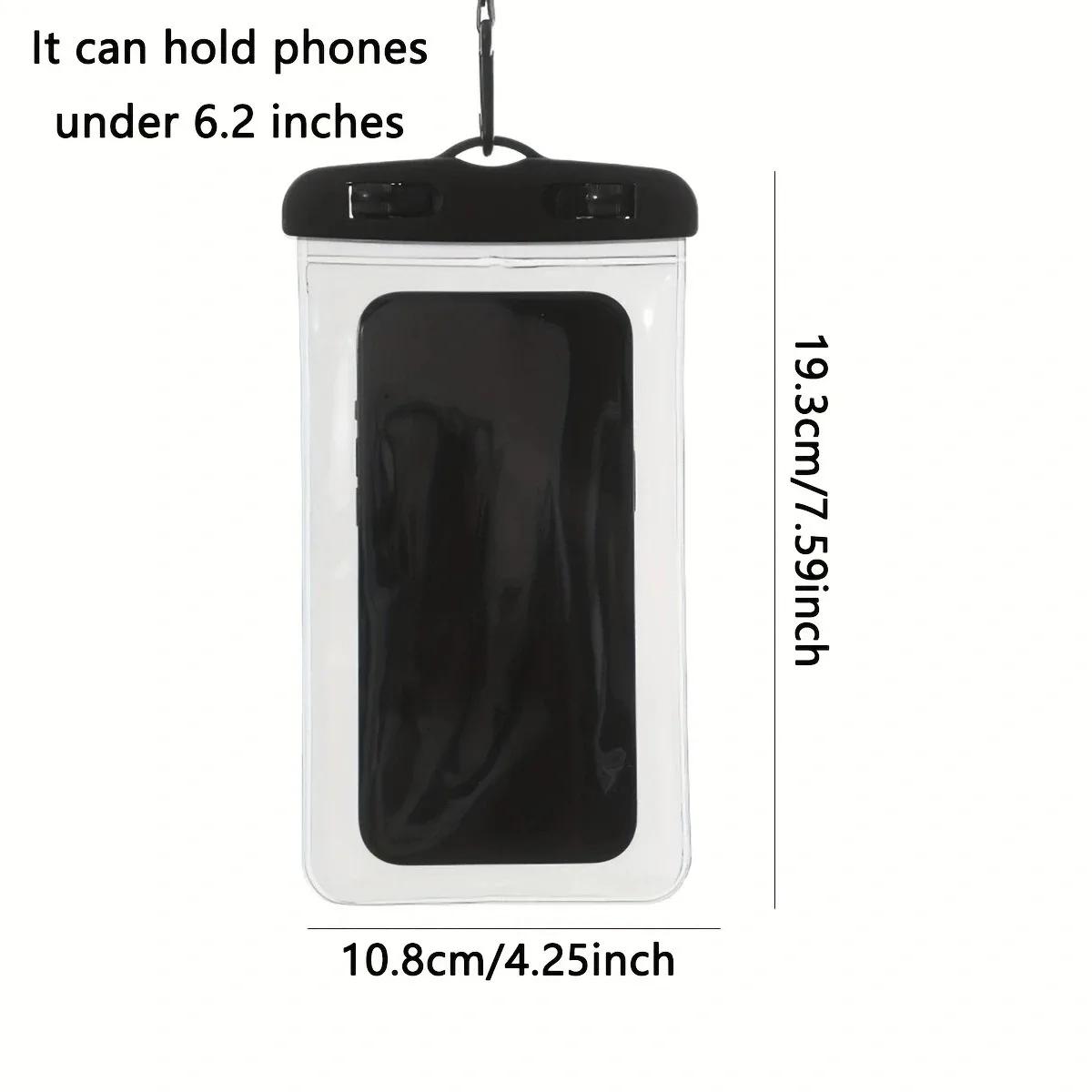 

Прозрачный водонепроницаемый чехол для телефона с сенсорным экраном до 7,0 дюймов Чехол для мобильного телефона с ремешком Герметичная сумка для плавания и дайвинга чёрный