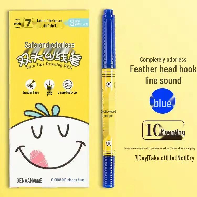 Black Washable Double-Ended Art Marker for Kids - Quick-Drying Outlining Pen