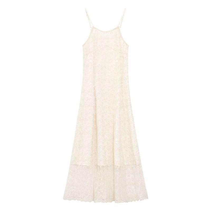 2026 Embroidered Suspender Dress Pure Desire Style Female Temperament Fashionable Waist Slimming Unique Long Children's Trend