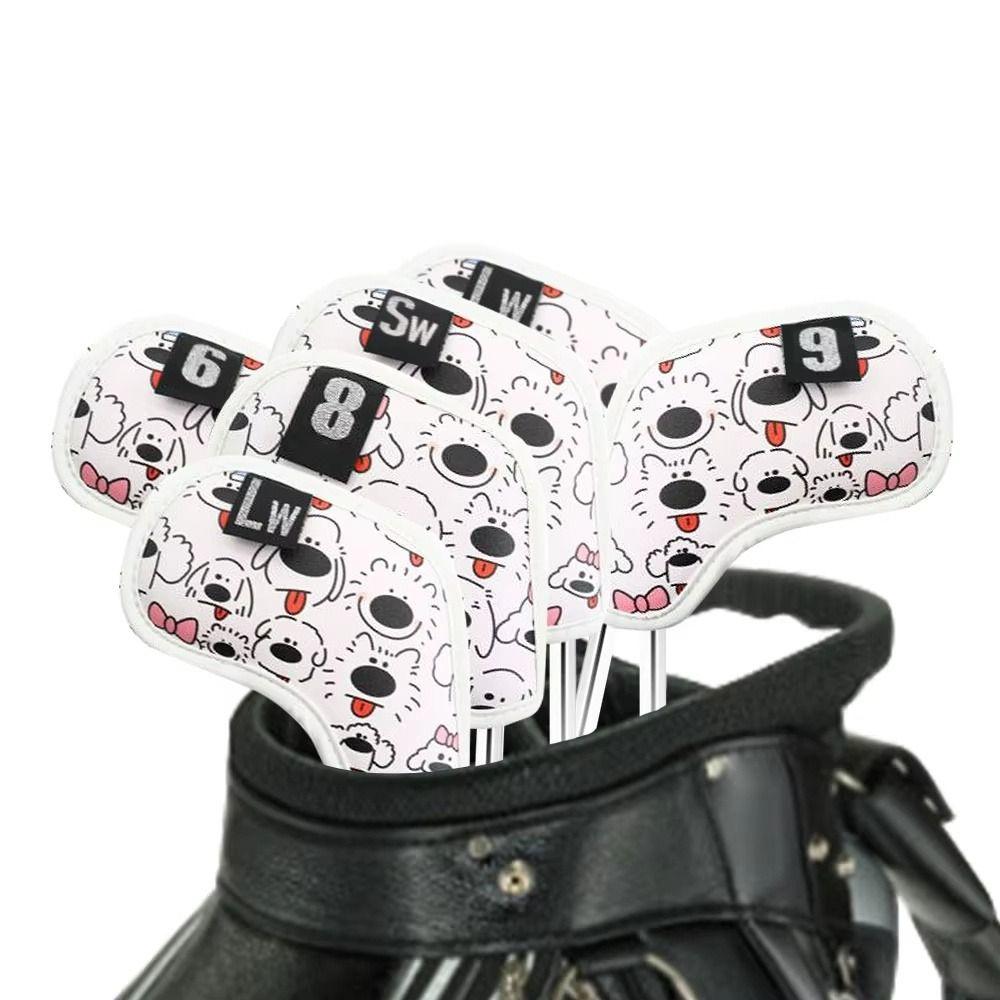 Cartoon Printed Golf Club Head Cover PU Leather Golf Club Protector  Golf Supplies