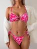 2025 Cross-Border Lace-Up Printed Bikini Swimsuit for Women - European & American Style