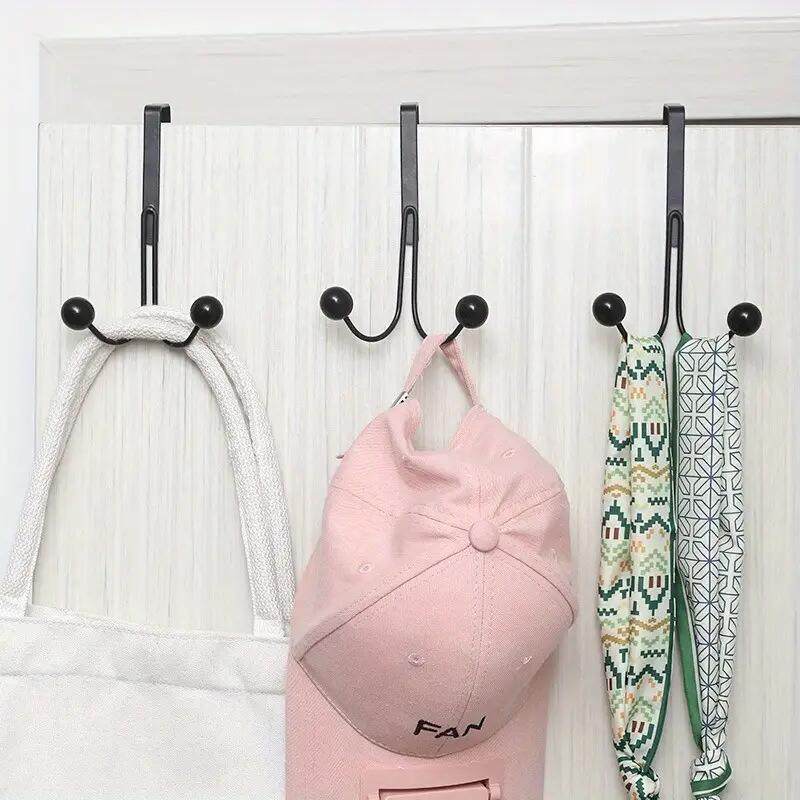 1pc Iron Simple Door Hooks, Nail-free Wardrobe Door Hooks, Metal Craft Coat Multi-functional Double-headed Hooks
