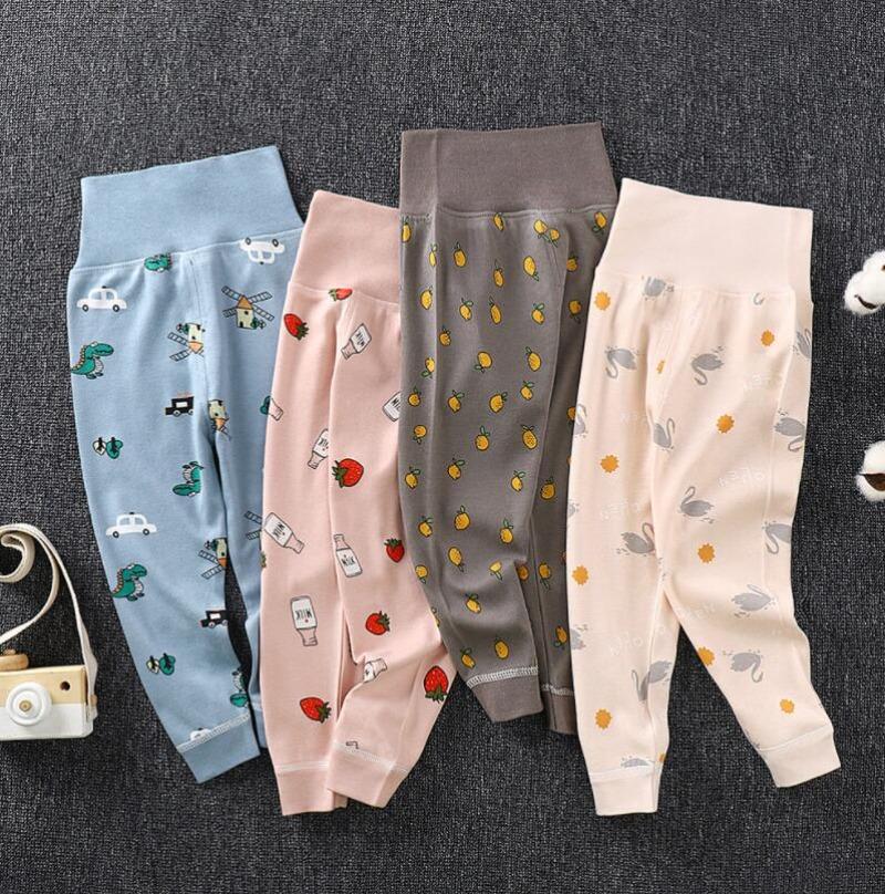 Children's 100% Cotton Autumn Pants, High-waisted Belly-protecting Pants, Baby Pants with Open Crotch, Boys' and Girls' Undershirts and Sleep Pants