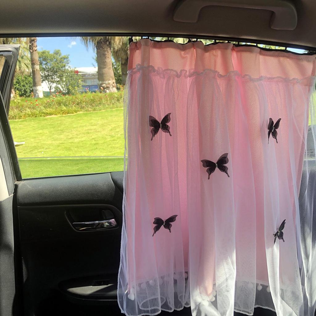 Butterfly Baby Sun Protection Suction Cup Car Curtains - Heat Insulation & Privacy Side Window Gauze Shade