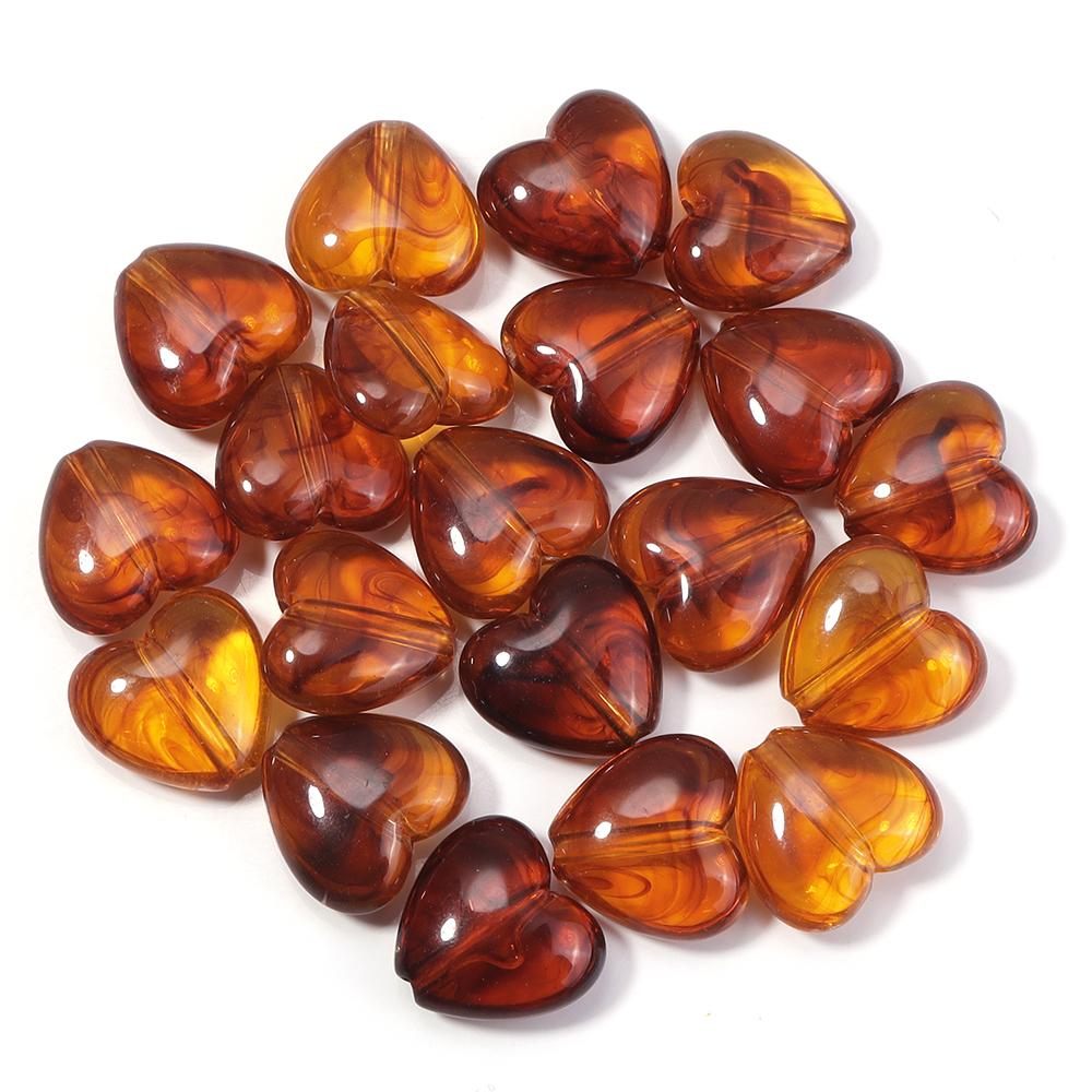10-100pcs/lot Amber Color Acrylic Beads Oval Heart Pumpkin Shape Loose Spaced Beads For DIY Charms Bracelet Necklace Accessories