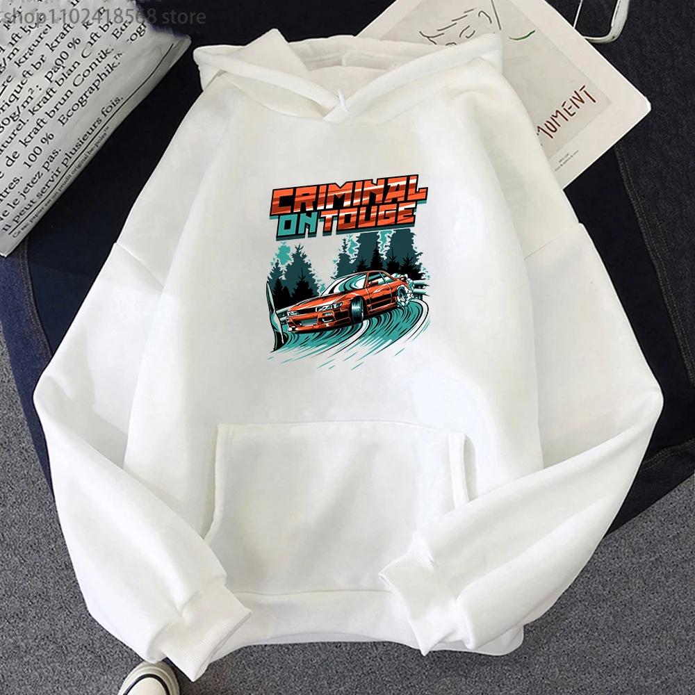 Felpe da uomo con cappuccio Initial D Touge Drift Montato Felpa per uomo JDM Car Felpe unisex per donna Silvia S13 Criminale sulle stampe