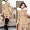 Autumn Winter Women's Woolen Coat Korean Slim Fit Lapel Wool Collar Overcoat Outerwear Wholesale
