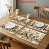 4 stuks 2D VLAKKE Digitale Print Tafellopers, Beige met Driedimensionaal Bloemen Decoratief Patroon, Maak uw Eetruimte Mooier, Perfect voor Koffie
