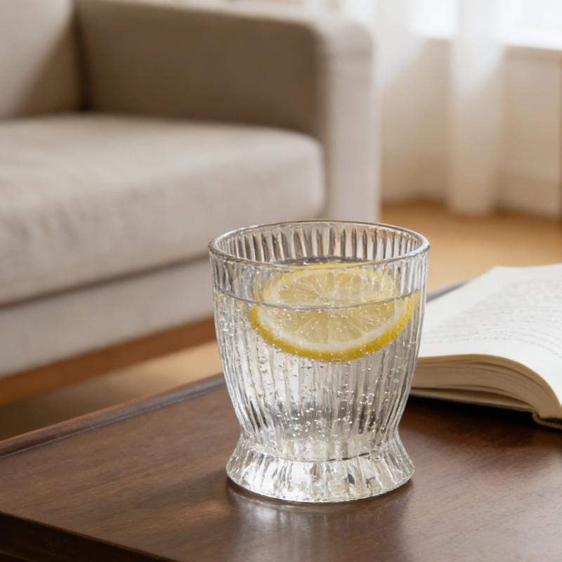 280ml/370ml Gestreifte Glasbecher Erdbeer-Milchshake-Tassen Nordischer Stil Cocktailglas Einzigartiges Design Glasbecher mit Flammenmuster