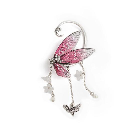 1 pièce de manchette d'oreille pour femme en forme de papillon, pompon à paillettes, fleur, lune, décoration d'oreille suspendue, style fée de la forêt, antidérapant, électroplaqué, pour cosplay, fête