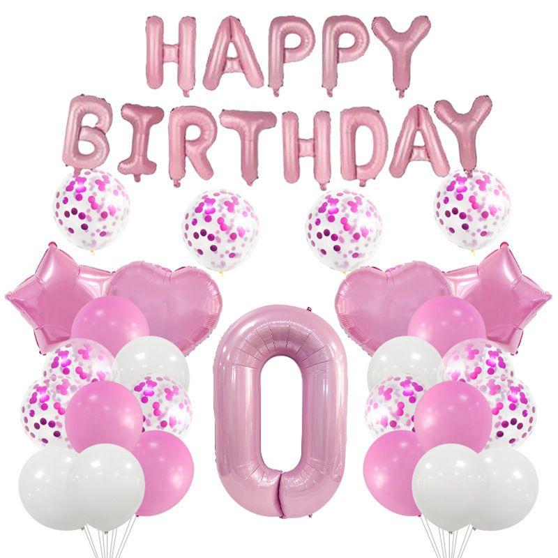 Pink Birthday Theme Pink Aluminum Film Balloon Set with Latex Sequin Balloon Decorations