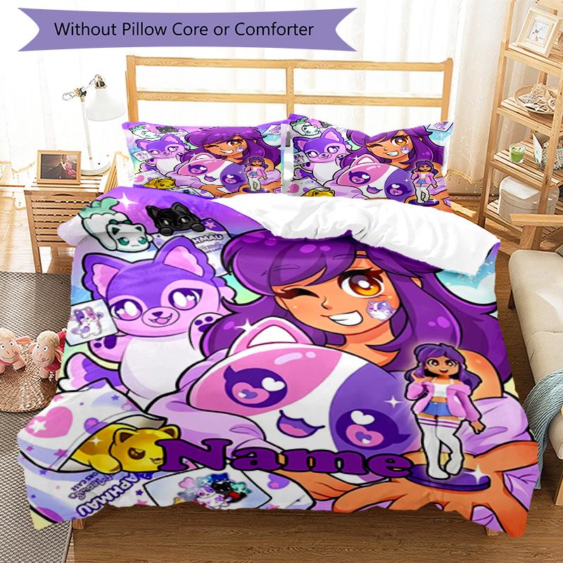 Set Biancheria da Letto Aphmau Personalizzato con Nome (3 Pezzi) Chiusura con Bottoni Include 1 Copripiumone e 2 Federe, Morbido e Confortevole per Tutte le Stagioni.