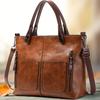 Retro Leren Handtas Schoudertas Europa Amerika, Tote Bag met Twee Vakken en Rits, Klassieke Crossbody Tassen voor Dames Werk Zaken