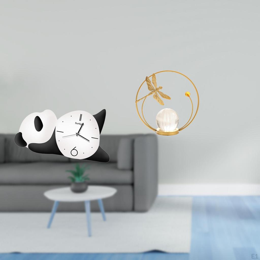 Modern Wall Clock Sculpture Sturdy Metal Figurine Desk Ornament Cute Home Decor for Living Room