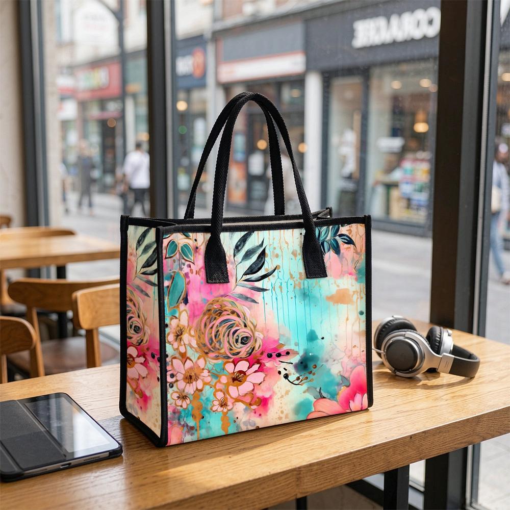 Boho Watercolor Floral Tote Bag Large Casual Fashion Handbag for Daily Use