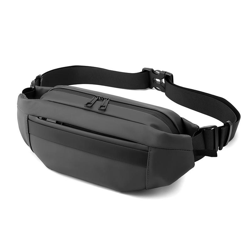 1 Men's Multifunctional Sports Waist Bag - Multi-layer Zipper Closure, Adjustable Chest Bag, Sports Style Crossbody Bag