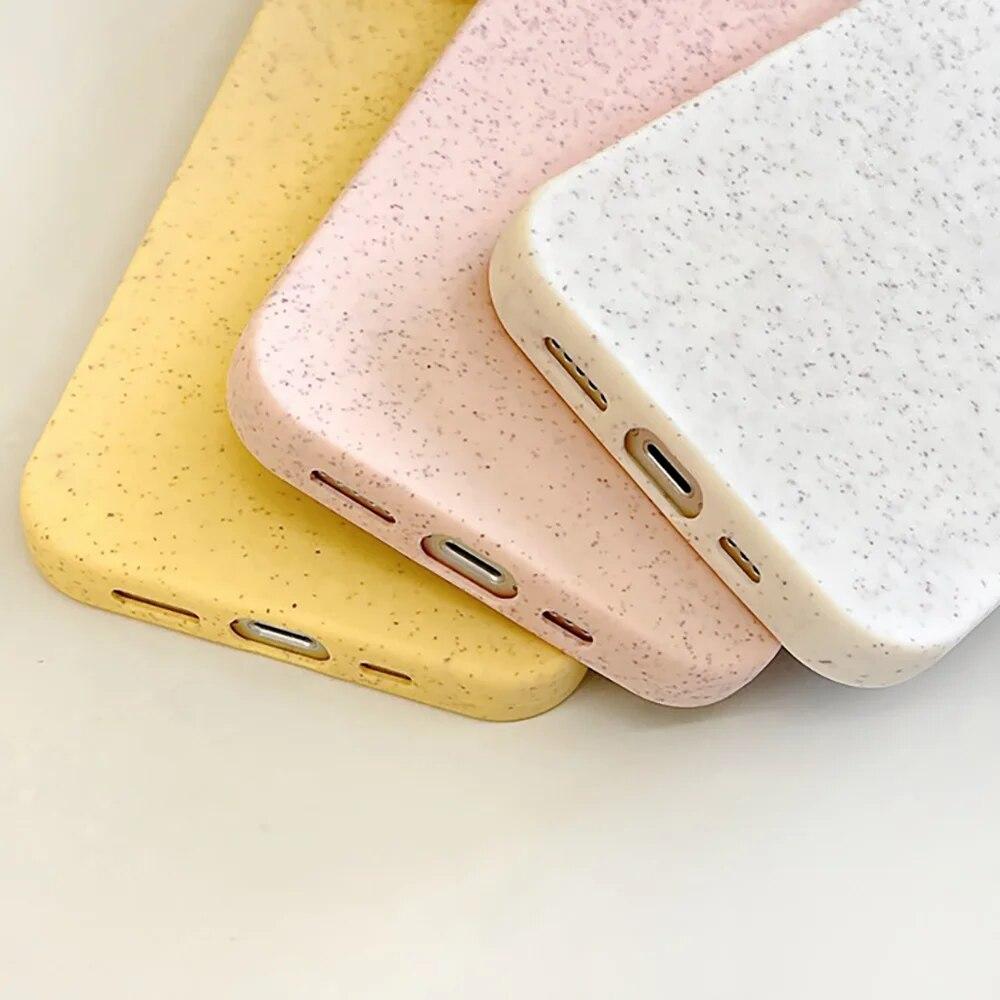 Nárazuvzdorný matný silikonový obal na telefon z pšeničné slámy pro iPhone 14 Pro 15 11 12 13 Pro XS Max XR X 7 8 14 Plus SE Ekologický kryt