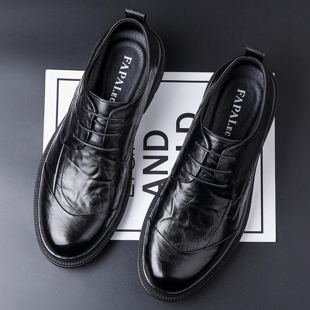 2025 New Men's Business Leather Shoes with High-end Feel Made of Genuine Leather Men's Toe Laye Cowhide Formal Leather Shoes Men's Summer