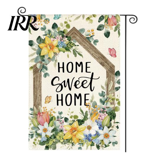 Garden Decoration Flag Hello Spring Floral 12x18 Inch Double Sided Colorful Flowers Gift for Gardeners Burlap Yard Decor Farmhouse Outdoor Lawn