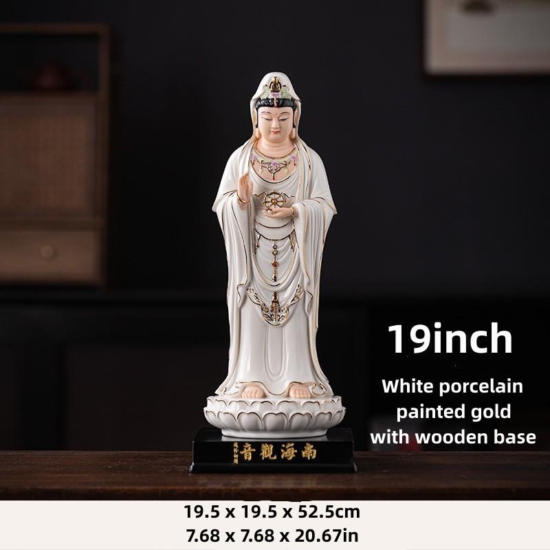 19inch Guanyin Bodhisattva Buddha Statues Ceramic Statues Avalokitesvara Buddha God HOME Shrine Altar FENG SHUI Statue