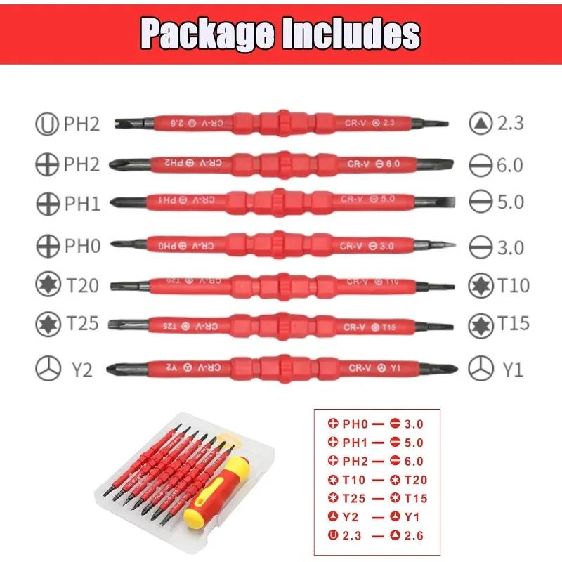14in1 & 3in1 Insulated Screwdriver Combo Magnetic Tips Electrical Tools Set for Electrician Home Professional Repair